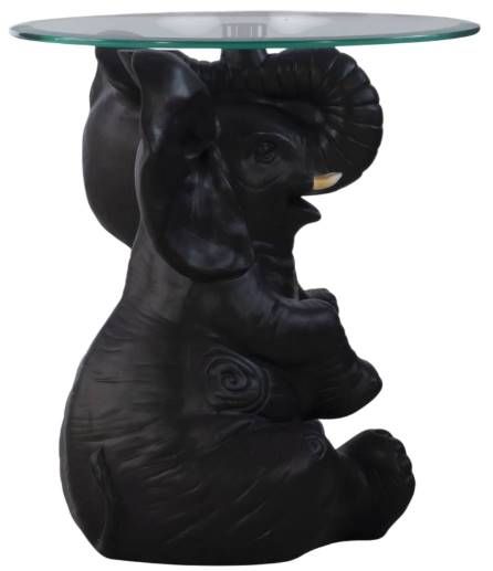 Powell® Ernie Glass Top Elephant Side Table with Dark Gray Base-2