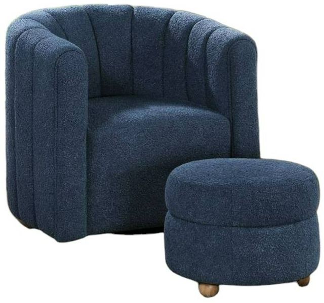 Homelegance® Delaney 2-Piece Blue Swivel Accent Chair with Ottoman Set-0