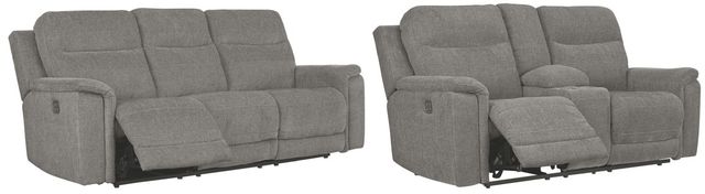 Signature Design by Ashley® Mouttrie 2-Piece Smoke Living Room Set with Reclining Sofa-0