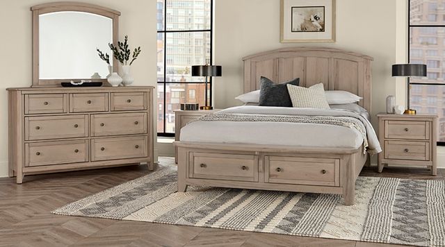 Vaughan-Bassett Woodbridge Shadow Gray Arched King Panel Storage Bed-1