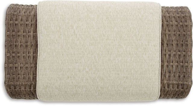 Signature Design by Ashley® Sandy Bloom Beige Outdoor Ottoman with Cushion-1