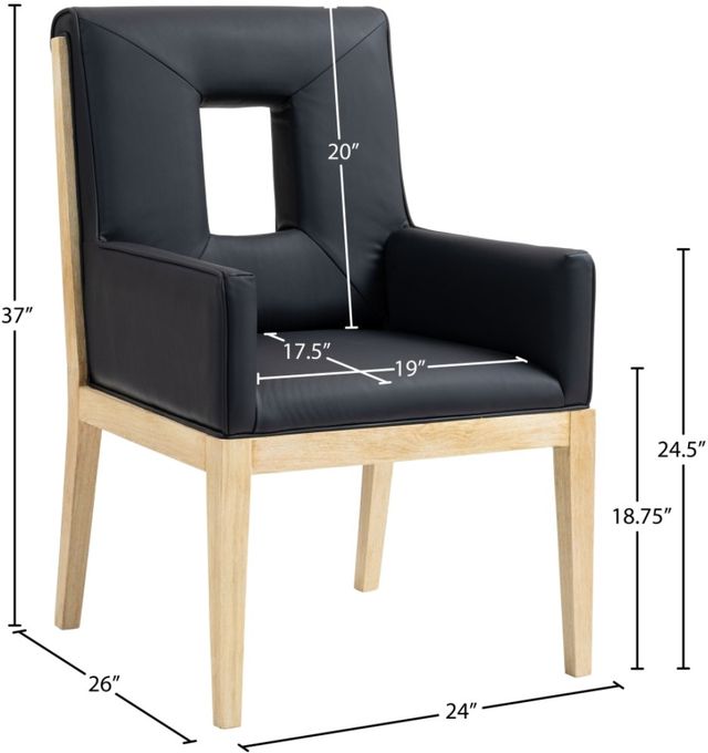 Meridian Furniture Gwendolyn Black/Natural Vegan Leather Dining Chair-2