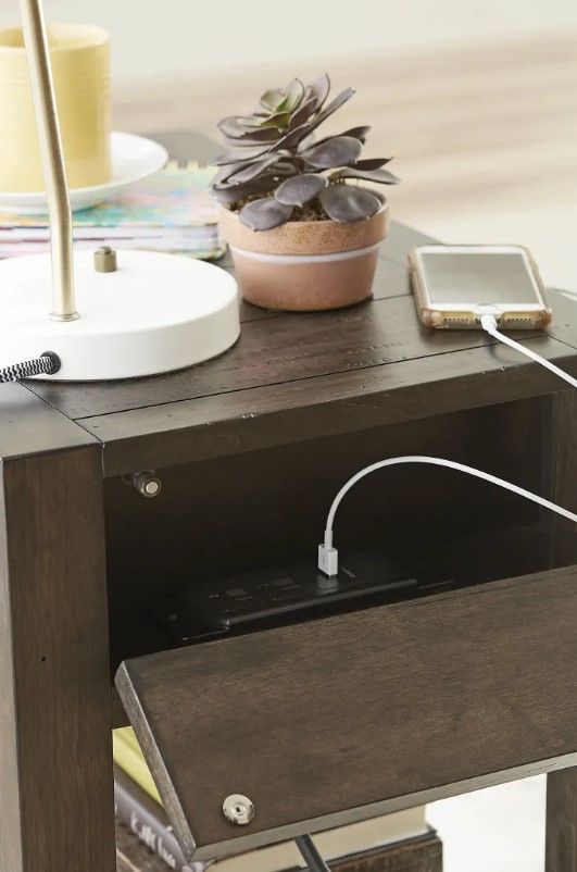 Hammary® Portman Natural Rich Brown Charging Chairside Table-2