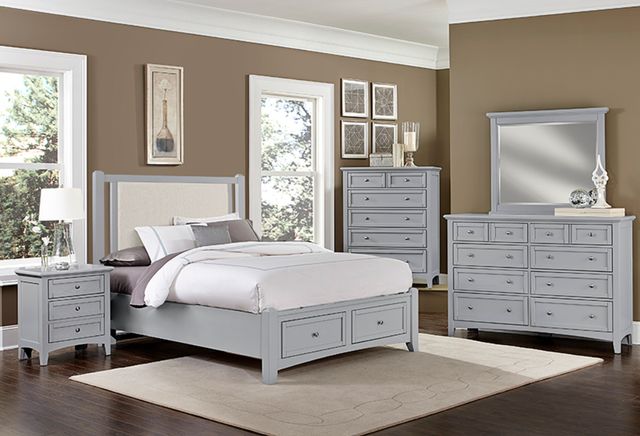 Vaughan-Bassett Bonanza Gray/Linen Full Upholstered Panel Storage Bed-1