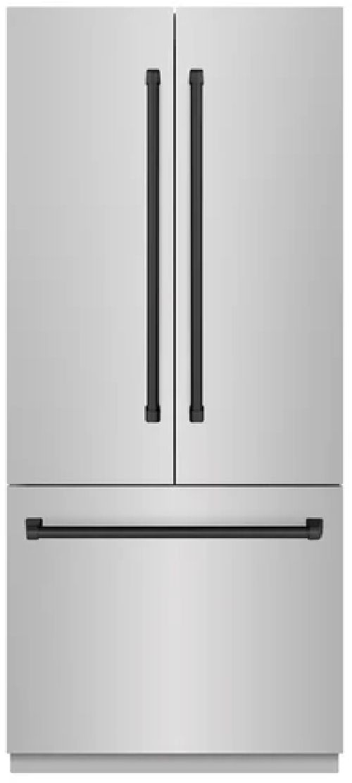 ZLINE Autograph Edition 36" 19.6 Cu. Ft. Stainless Steel Built-In Bottom Freezer Refrigerator with Graphite Gray Interior and Matte Black Accents-0