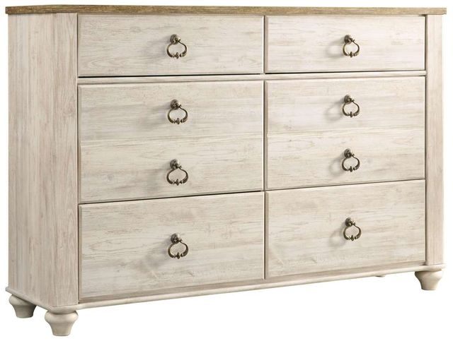 Signature Design by Ashley® Willowton 4-Piece Whitewash Queen/Full Panel Headboard Bed Set-2