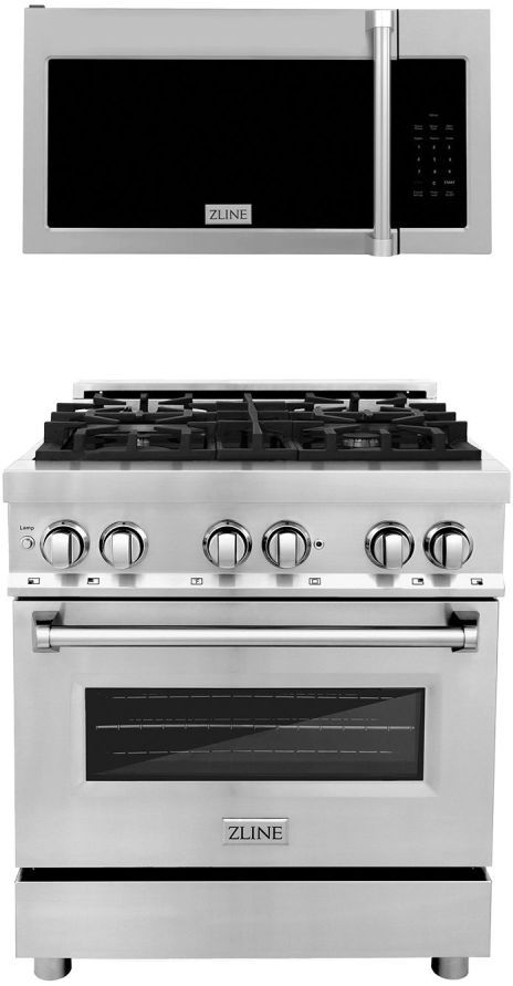 ZLINE 2 Piece Stainless Steel Dual Fuel Kitchen Package-0