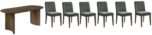 New Classic® Home Furnishings Kody 7-Piece Dark Walnut/Forest Green Oval Dining Set-0