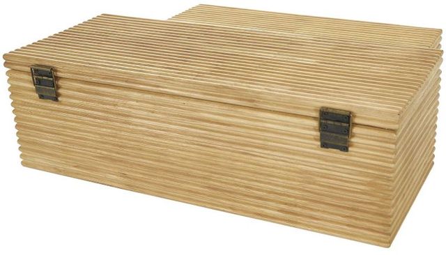 Deco Marche 2-Piece Light Brown Carved Linear Decorative Box Set-1
