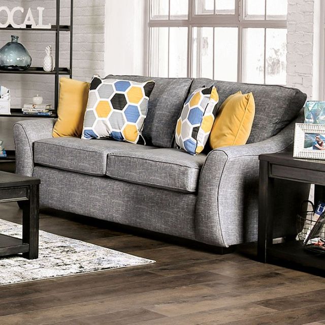 Furniture of America® Jarrow Light Gray 2-Piece Sofa and Loveseat Set-2