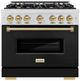 ZLINE Classic 36" Satin Stainless Steel Pro Style Dual Fuel Range with Black Matte Door and Champagne Bronze Accents-0