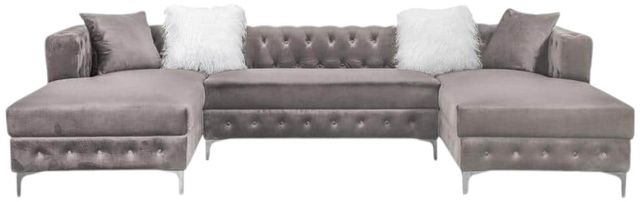 Furniture of America® Ciabattoni  4-Piece Gray Double Chaise Sectional-2