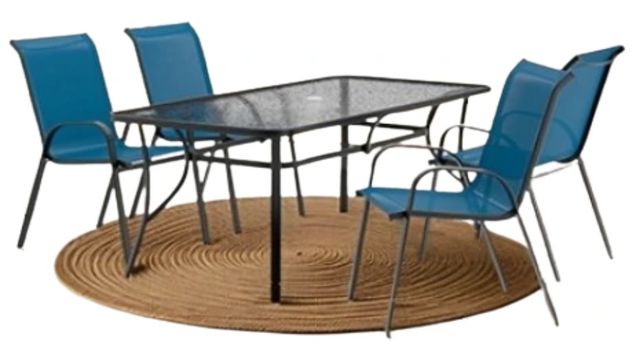 Furniture of America® Pierro 5-Piece Blue Glass/Metal Outdoor Dining Set-0