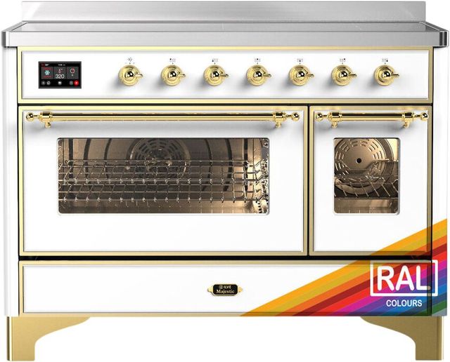 Ilve® Majestic III 48" Custom Pro Style Induction Range with Triple Glass Door and Brass Trim-0