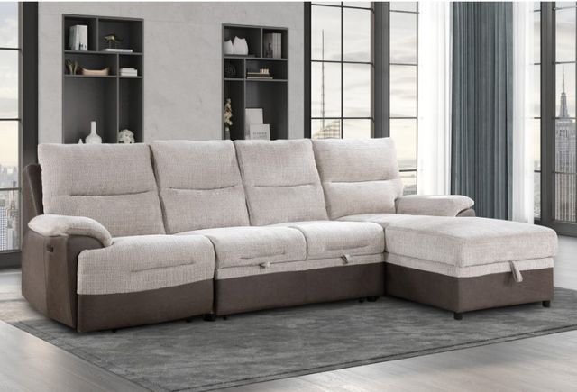 Global Furniture USA U3822 3-Piece Beige Brown Power Reclining L-Shaped Sectional-4