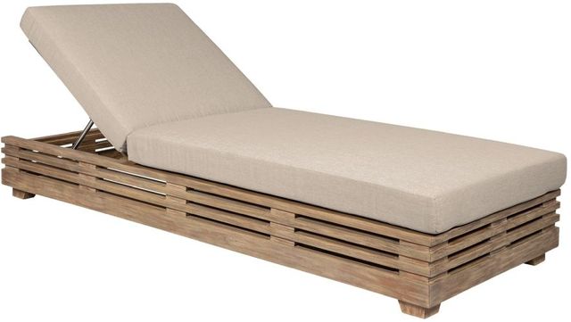 Armen Living Vivid Brown/Taupe Olefin/Wood Outdoor Chaise Lounge-0