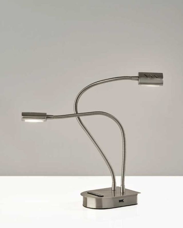 Adesso® Eternity Brushed Steel LED 2-Arm Desk Lamp-2