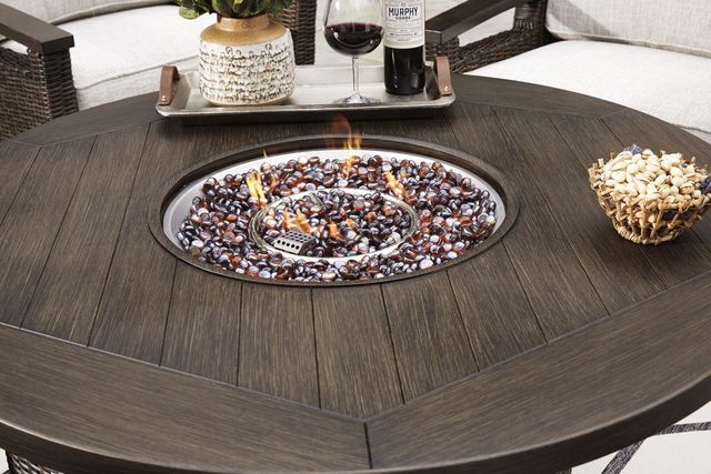 Signature Design by Ashley® Paradise Trail Medium Brown Aluminum/Resin Outdoor Round Fire Pit Table-4
