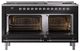 Ilve® Nostalgie II Noblesse 60'' Glossy Black Pro Style Dual Fuel Range with Chrome Trim-2