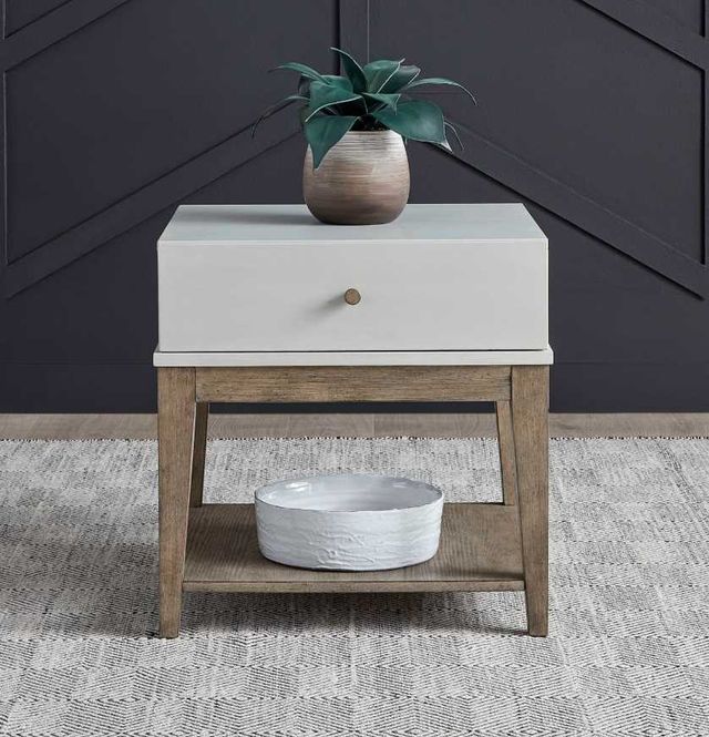 Liberty Furniture Berkley Square Linen End Table with Khaki Base-1