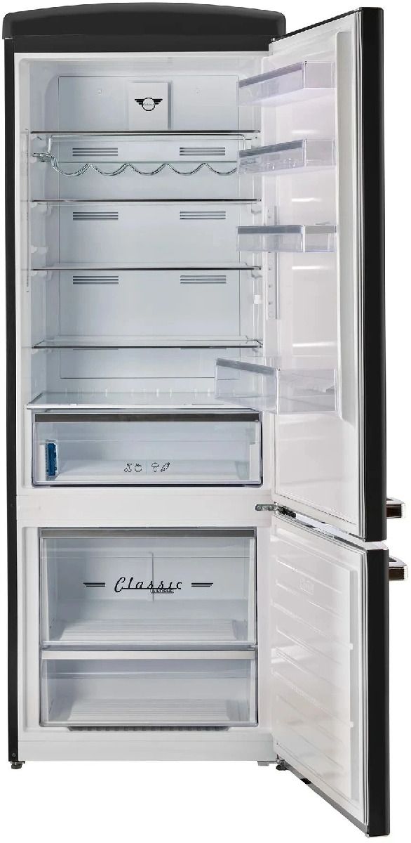 Unique® Appliances Classic Retro 28" 17 Cu. Ft. Matte Black Counter Depth Bottom Freezer Refrigerator-1