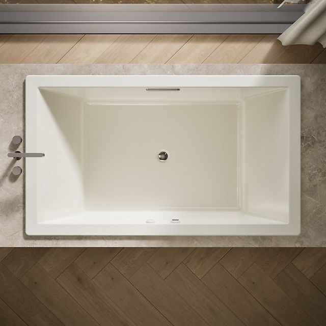 KOHLER® Underscore® Biscuit 72" x 42" Drop-In Heated Bubble Massage™ Air Bath with Bask® Heated Surface-2