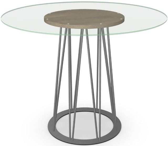 Amisco Customizable Calypso 36" Flat Edge Clear Glass Counter Height Table with 48" Tabletop -0