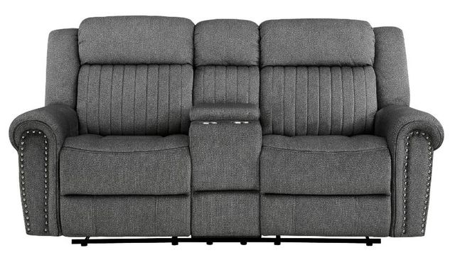 Homelegance® Brennen Charcoal Double Reclining Loveseat-2