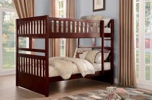 Mazin Furniture Rowe Cherry Full/Full Youth Bunk Bed-1