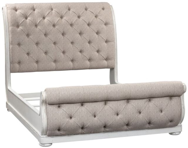 Liberty Furniture Magnolia Manor Antique White/Gray King Upholstered Sleigh Bed-0