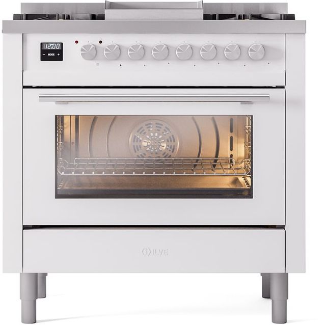 Ilve® Professional Plus II 36" White Pro Style Dual Fuel Range-1