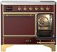 Ilve® Majestic III 40" Burgundy Pro Style Induction Range with Solid Door and Brass Trim-4