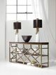 Hooker® Furniture Melange Giles Dark Wood Burl Console Table with Champagne Base-1