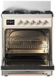 Ilve® Majestic III 30" Antique White Pro Style Dual Fuel Natural Gas Range with 5 Black Brass Burners and Copper Trim-1