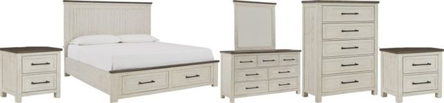Benchcraft® Brewgan 6-Piece Two-Tone King Panel Storage Bed Set-0