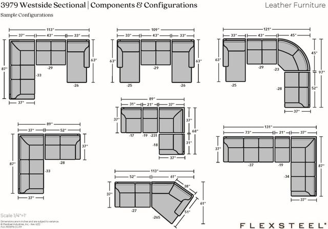 Flexsteel® Westside 4-Piece Taupe Left-Arm Facing Sectional and Chaise-3