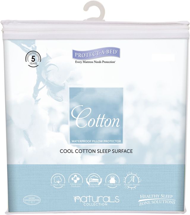 Protect-A-Bed® Naturals White Cotton Waterproof Standard Pillow Protector-0