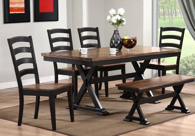 Urban Styles Furniture Cambridge 6-Piece Black/Brown Dining Set-0