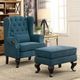 Furniture of America® Willow Dark Teal/Espresso Ottoman-2
