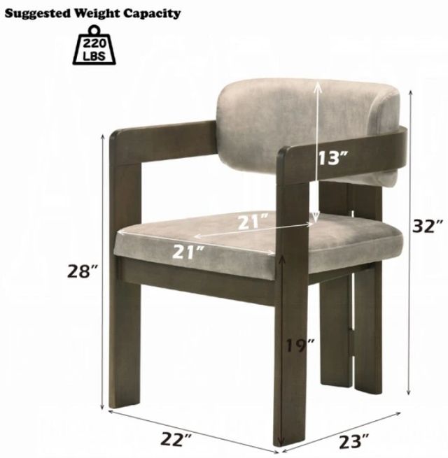 ACME Furniture Destin Light Gray/Walnut Upholstered Dining Side Chair-2