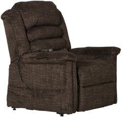 Catnapper® Soother Chocolate Power Lift Full Lay Out Chaise Recliner with Heat and Massage