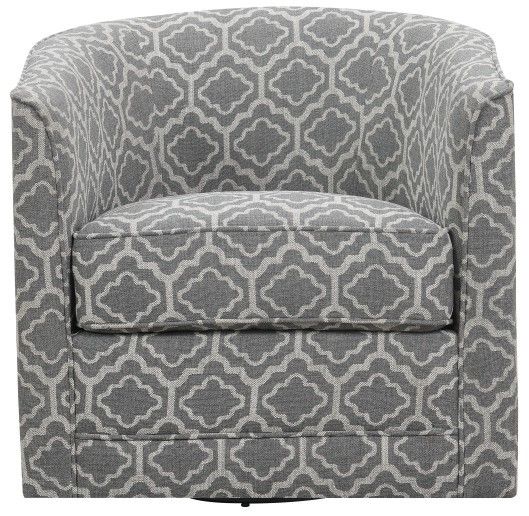 Emerald Home Milo Pewter Gray Swivel Chair-1