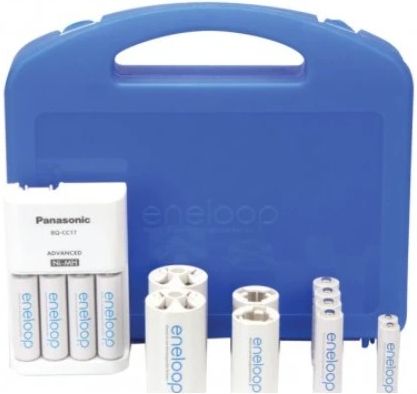 Panasonic 4-Position Charger with 2 AAA & 8 AA eneloop Batteries & 2 C & 2 D Spacers-0