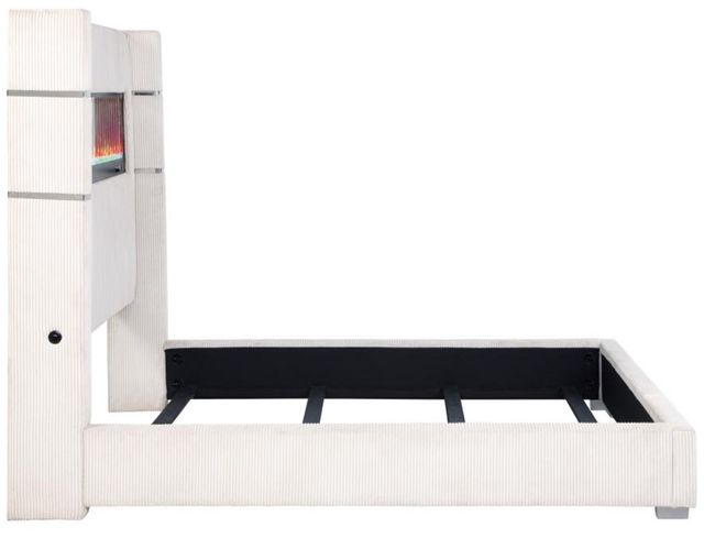 Coaster® Tisdall Cream Queen Upholstered Panel Bed with Flame Visualizer-3