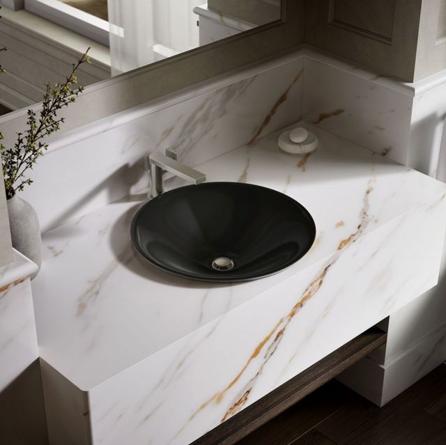 Kohler Carillon® Black 17.5" Round Drop-In Bathroom Sink, No Overflow-2