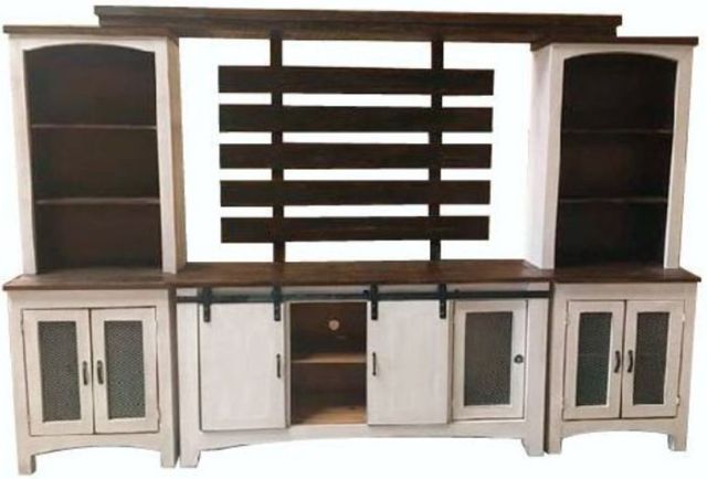 Million Dollar Rustic Village Weathered White Entertainment Center-1