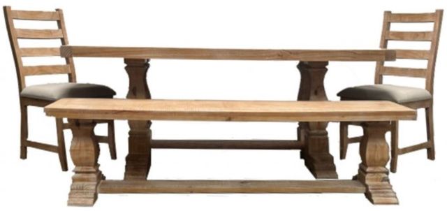 Million Dollar Rustic Pine Island 4-Piece Native Pine Dining Set-0