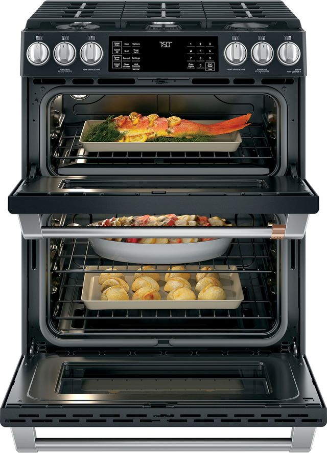 Café™ 30" Matte Black Slide In Double Oven Gas Range-3