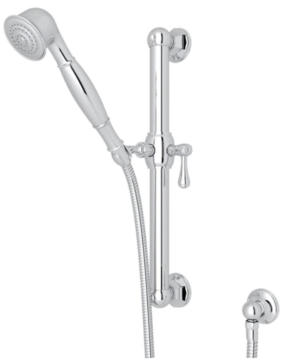 Rohl® Palladian® Series 24" Polished Chrome Decorative Grab Bar Set with Single-Function Handshower Hose and Outlet-0