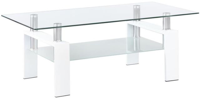 Coaster® Dyer 3-Piece Glass Top Occasional Table with Chrome/White Base Set-3